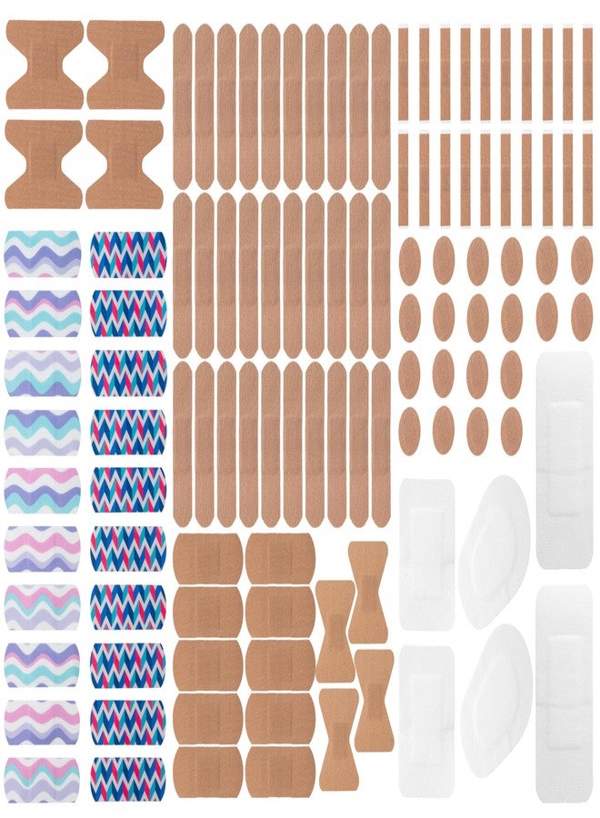 BrightCare Bulk First Aid Bandages in Multiple Sizes and Shapes Including Fingertip, Knuckle, Spot, Eye Patch - Fun Patterns Fabric Adhesive Bandages Variety Pack - Image 2